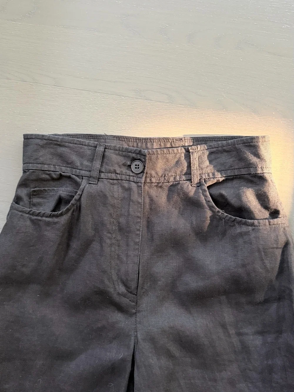Zara Black Wide-Leg Linen-Blend Pants XS